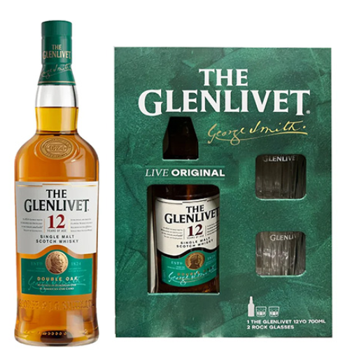 Glenlivet 12 Years Old 700ML with FREE 2x Glenlivet Rock Glass | Thirst Beverage Marketplace