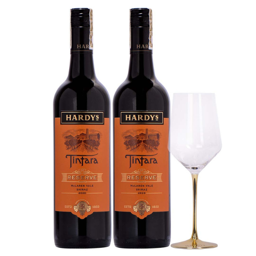Hardy's Tintara Shiraz 750ML Twin Pack with Free Gold Stem Glass thumbnail 2 | Thirst Beverage Marketplace
