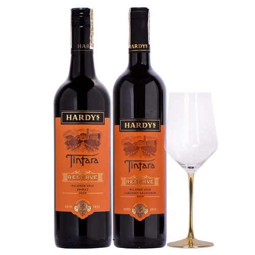 Hardys Tintara Shiraz & Cabernet Sauvignon 750ML Bundle with Free Gold Stem Glass thumbnail 2 | Thirst Beverage Marketplace