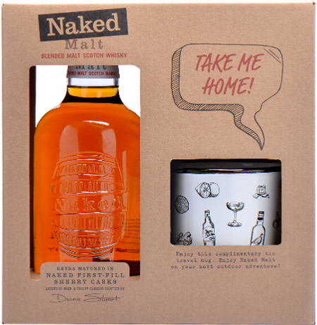 Naked Malt Whisky 700ML with Tin Travel Mug Pack | Thirst Beverage Marketplace