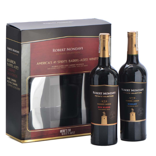 Robert Mondavi Private Selection SBA Rum Barrel Merlot & Rye Red Blend 750ML Bundle with Free Wine Flask | Thirst Beverage Marketplace